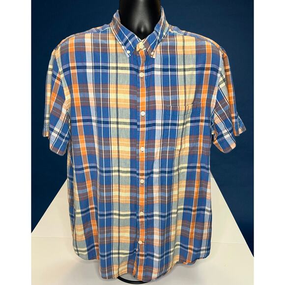 St. John’s Bay Other - St. John’s Bay Men’s Large Plaid Cotton Shirt Classic Fit Short Sleeve Summer